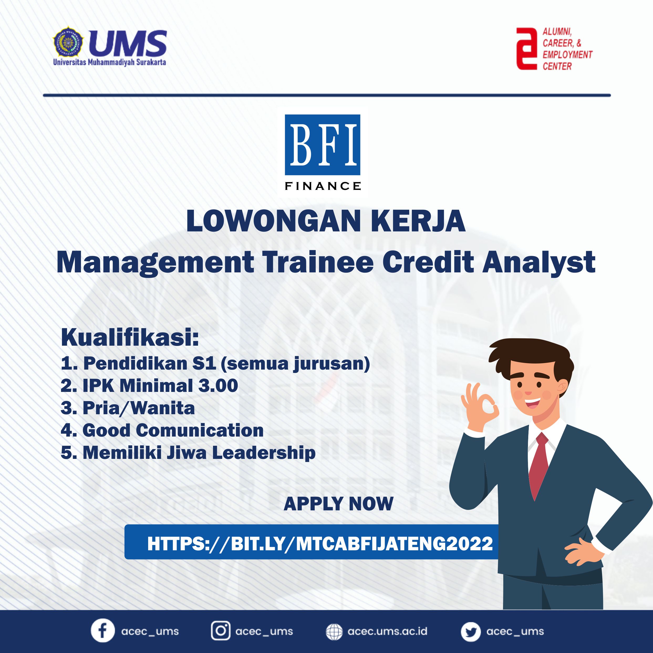 LOWONGAN PEKERJAAN BFI FINANCE – ACEC UMS